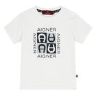 Younger Boys White Logo T-Shirt, 1, hi-res