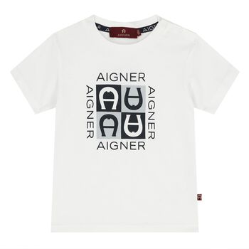Younger Boys White Logo T-Shirt
