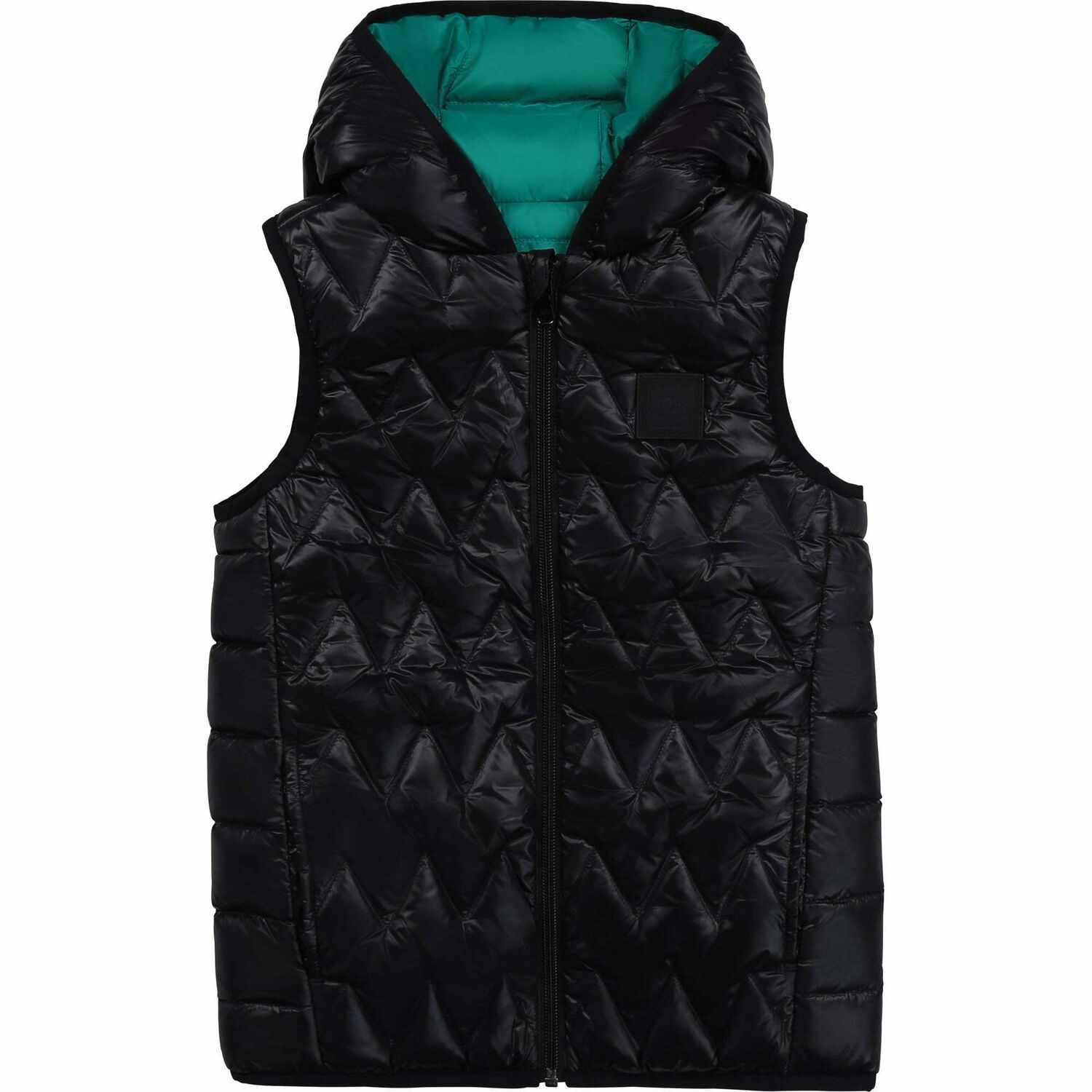 Boys Black Reversible Gilet, 1, hi-res