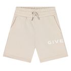 Younger Boys Beige Logo Shorts, 1, hi-res