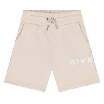 Younger Boys Beige Logo Shorts