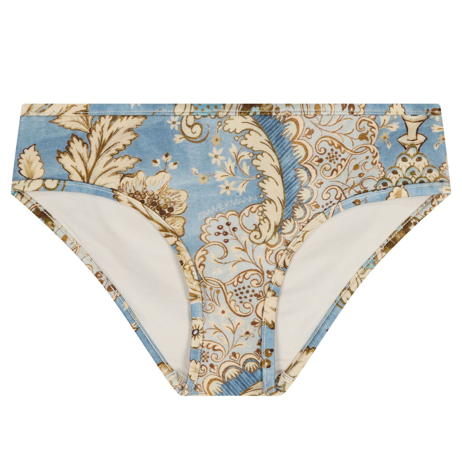 Girls Beige & Blue Floral Bikini, 1, hi-res