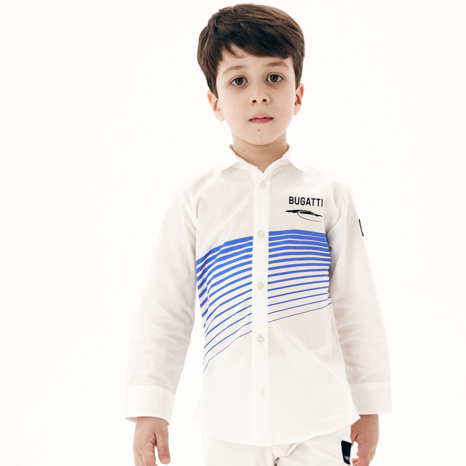 Boys White Logo Shirt, 1, hi-res
