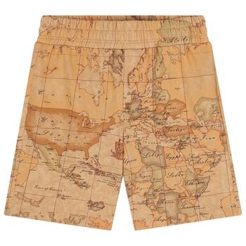 Boys Beige Geo Map Shorts