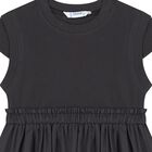 Girls Black Ribbed Dress, 1, hi-res