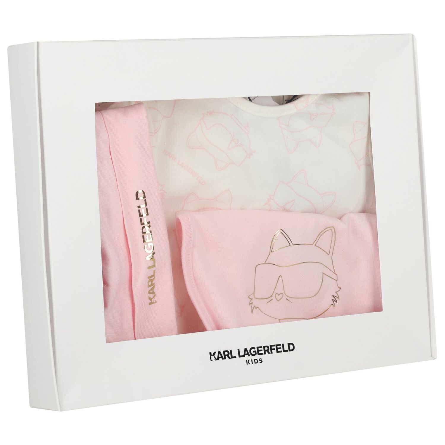 Baby Girls Pink & White Choupette Babygrow Gift Set, 1, hi-res