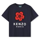Navy Blue Boke Flower T-Shirt, 2, hi-res