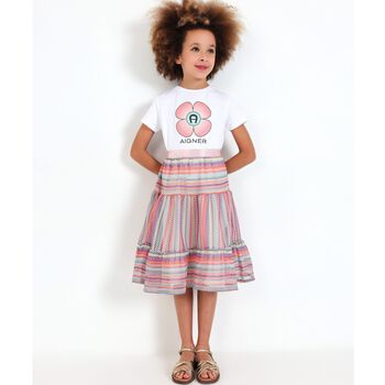 Girls Pink Zigzag Crochet Skirt