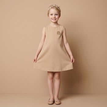 Girls Beige Logo Dress