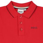 Younger Boys Red Logo Polo Shirt, 2, hi-res