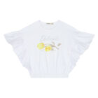 Girls White & Yellow Floral Shorts Set, 1, hi-res