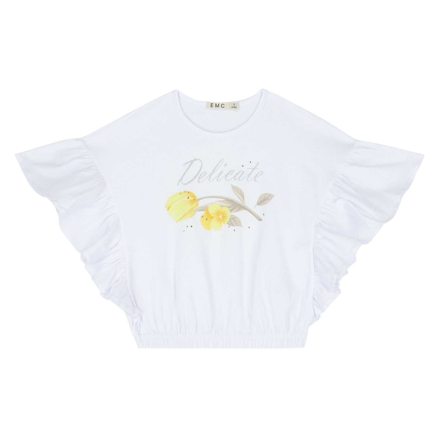 Girls White & Yellow Floral Shorts Set, 1, hi-res