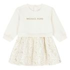 Youngeer Girls Ivory & Gold Star Dress, 1, hi-res