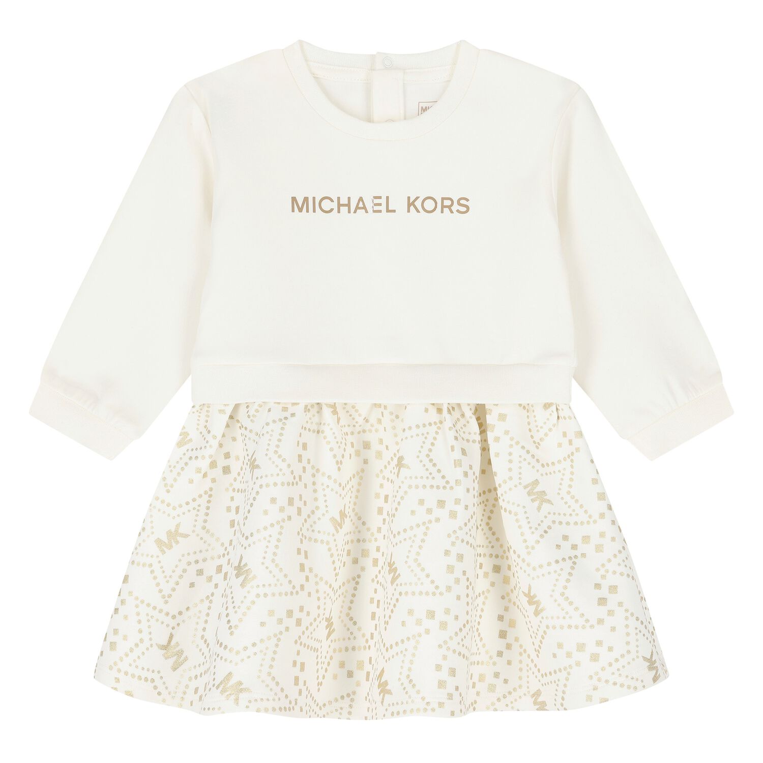 Youngeer Girls Ivory & Gold Star Dress, 1, hi-res
