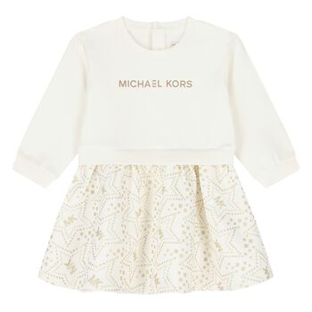Youngeer Girls Ivory & Gold Star Dress