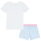 Girls White & Blue Polo Bear Pyjamas, 1, hi-res