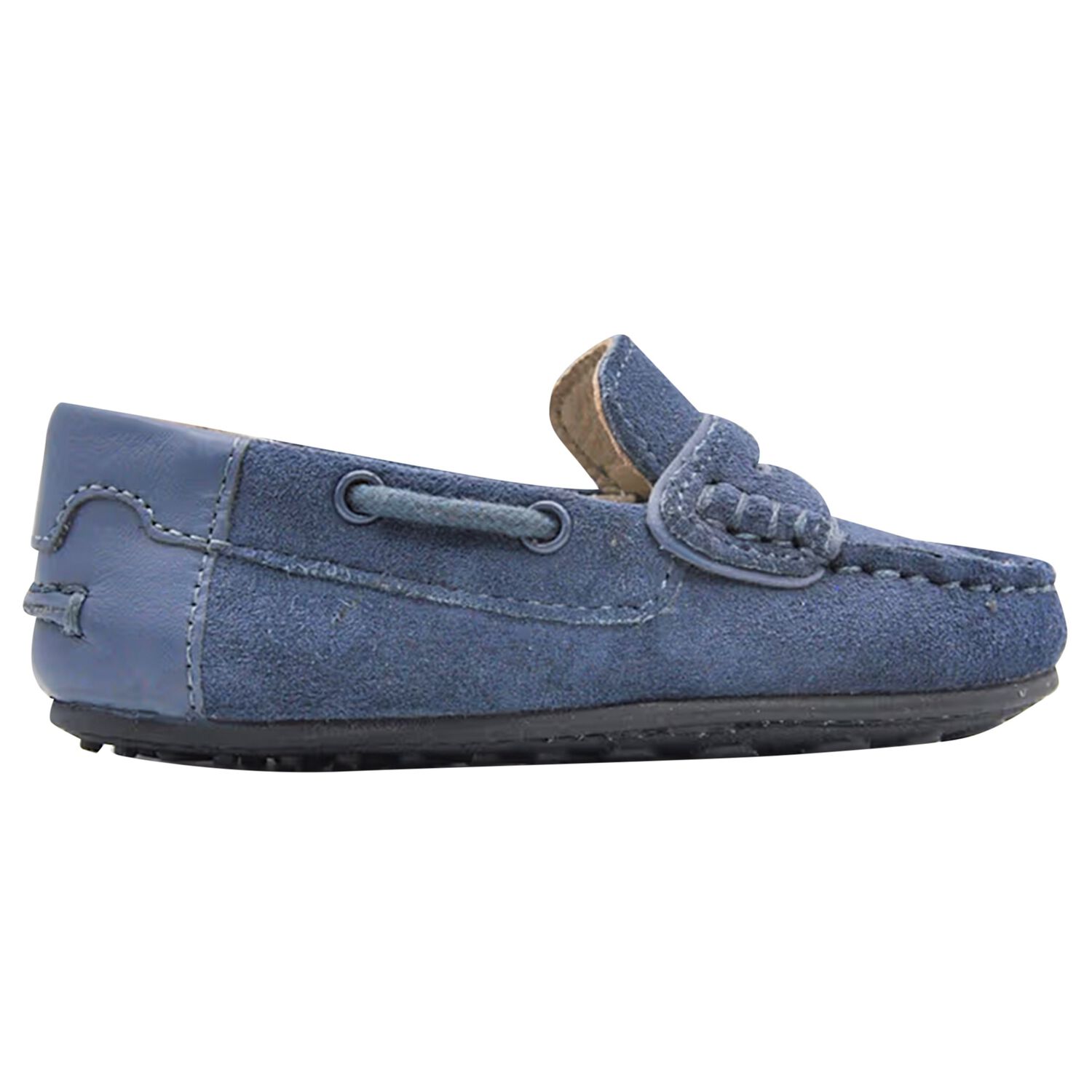 Younger Boys Blue Suede Leather Moccasins, 3, hi-res