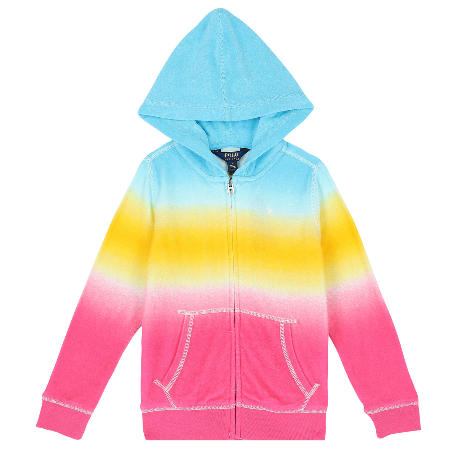 Girls Multi-Colored Logo Ombre Zip Up Top, 1, hi-res