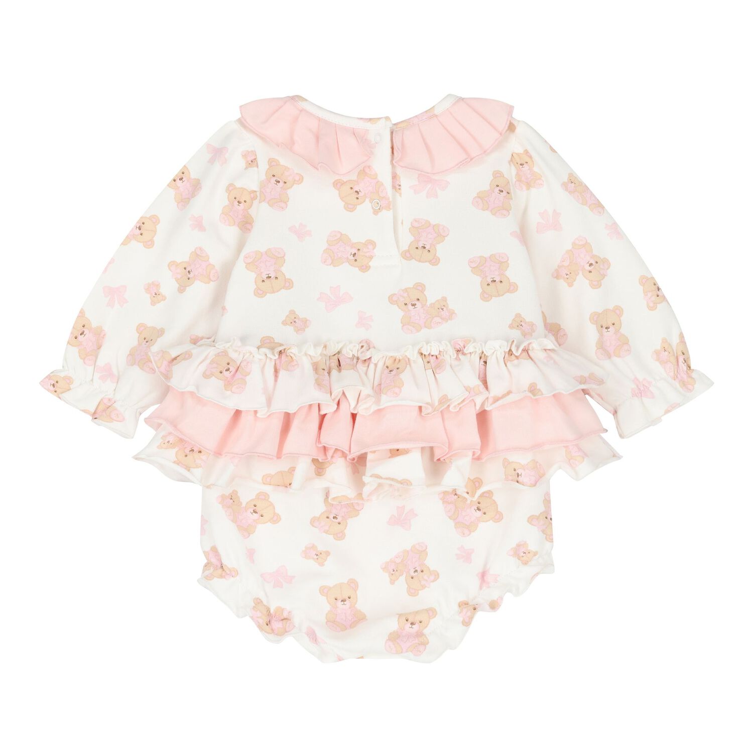 Baby Girls White Teddy Bear Romper, 1, hi-res image number null