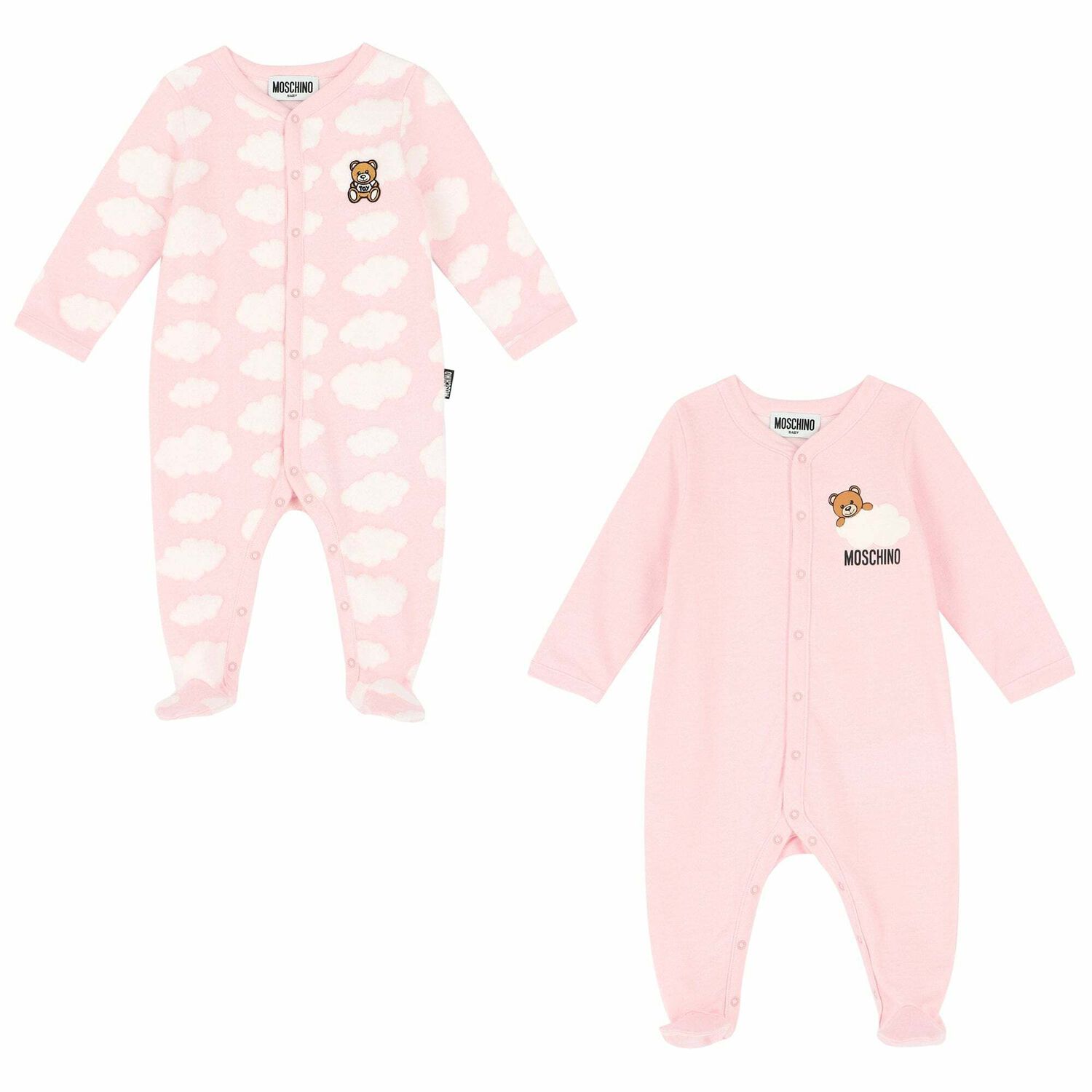 Pink Cloud Logo Babygrows (2 Pack), 3, hi-res