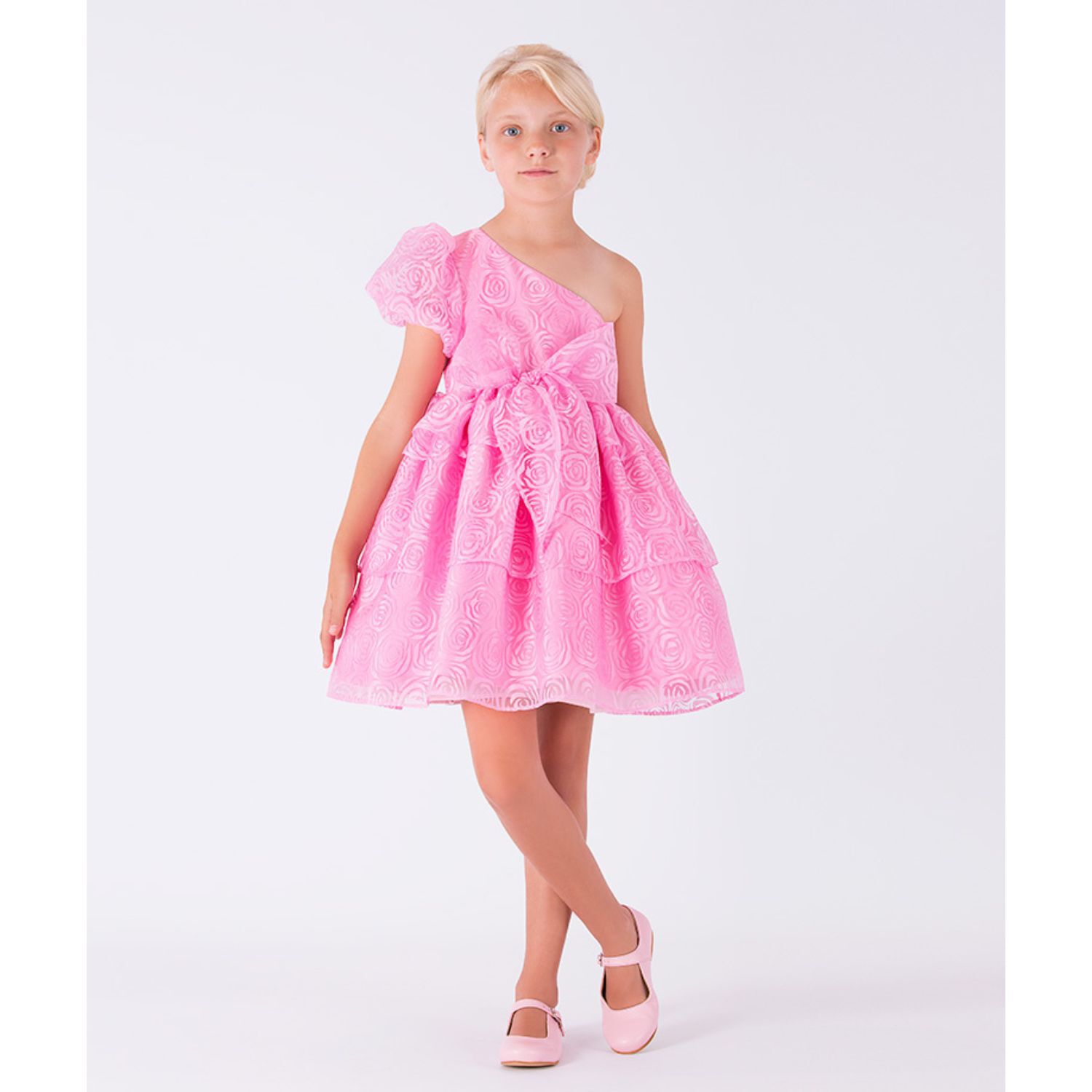 Girls Pink Floral Organza Dress, 1, hi-res image number null
