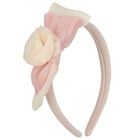 Girls Beige & Pink Chiffon Flower Headband, 1, hi-res