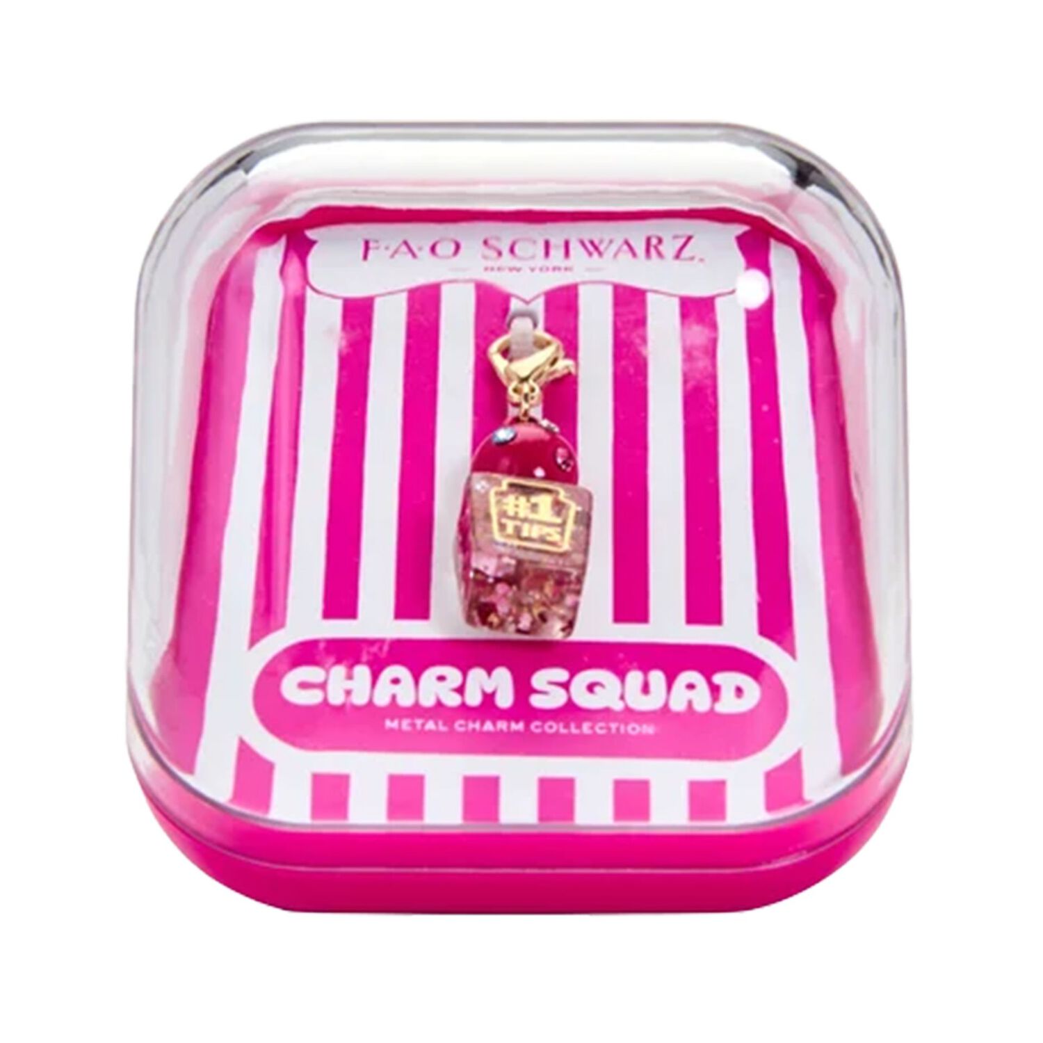 Girls Gold & Pink Nail Polish Charm, 1, hi-res