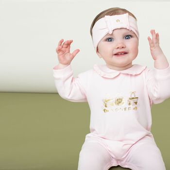 Baby Girls Pink Logo Babygrow