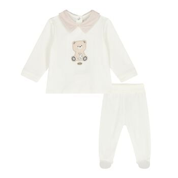 Baby Boys Ivory Teddy Bear 2 Piece Babygrow