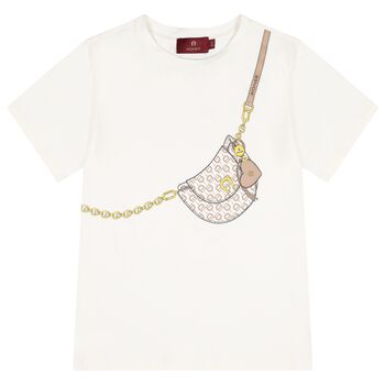 Girls Ivory Bag Logo T-Shirt