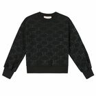 Girls Black Logo Sweatshirt, 1, hi-res