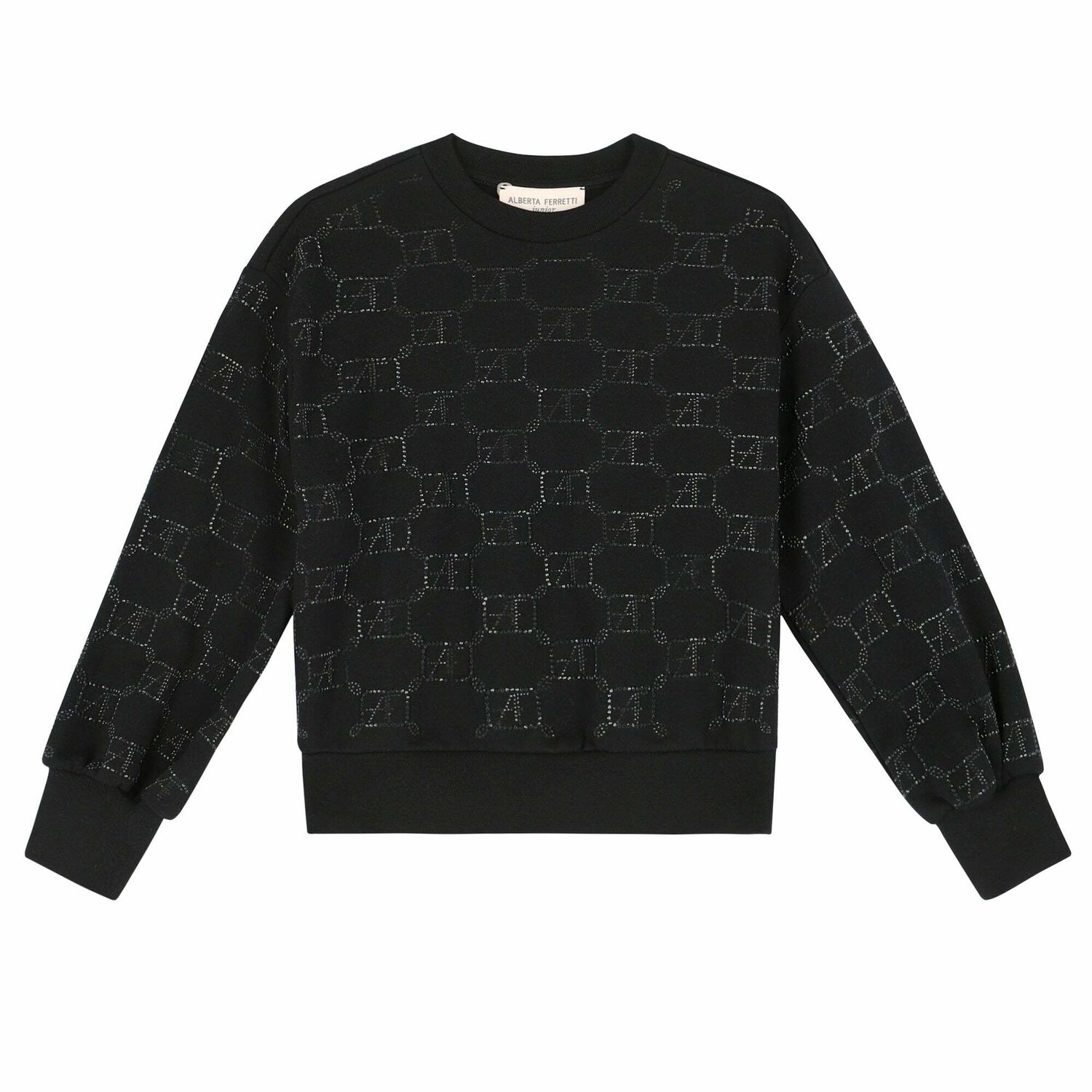 Girls Black Logo Sweatshirt, 1, hi-res image number null