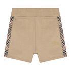 Beige Check Logo Baby Shorts, 1, hi-res
