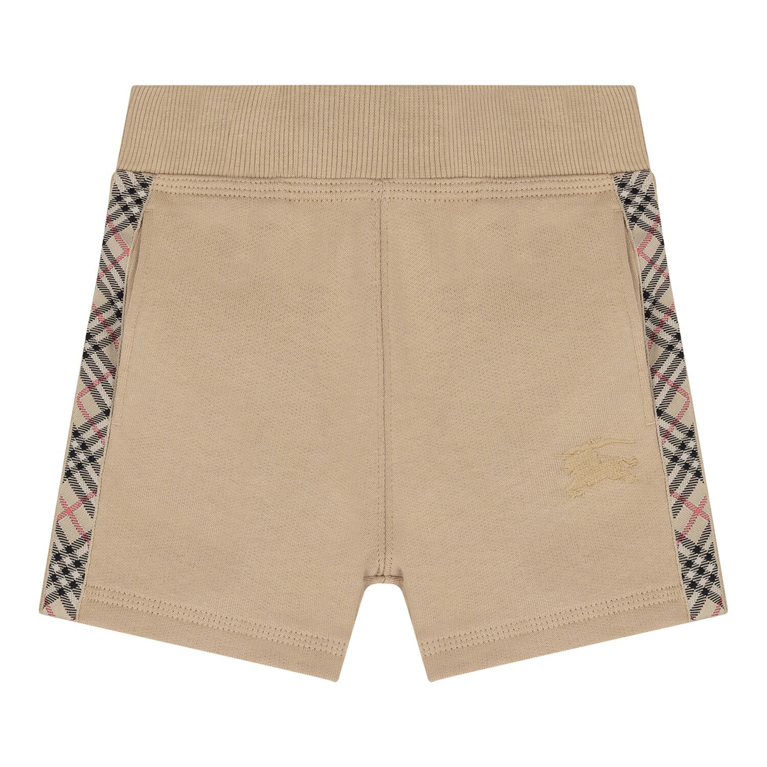 Beige Check Logo Baby Shorts, 1, hi-res image number null