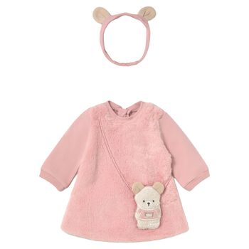Baby Girls Pink Teddy Bear Dress Set