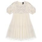 Girls Ivory Sequin & Tulle Dress, 1, hi-res