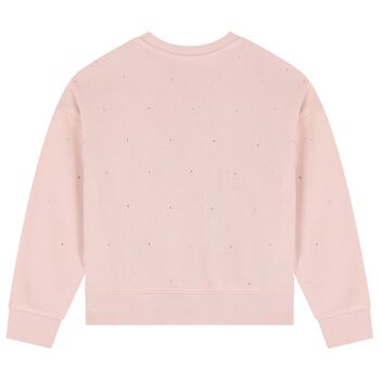 Girls Pink Embellished Logo Sweatshirt