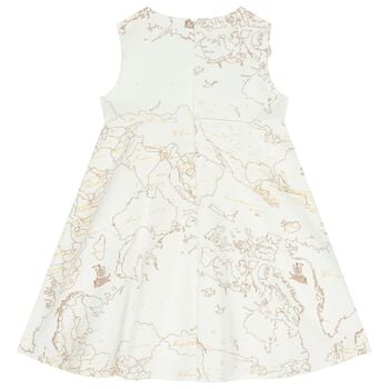 Girls Ivory Flower Geo Map Dress