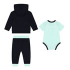 Baby Boys Navy Blue & Green Logo 3-Piece Tracksuit, 1, hi-res