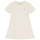 Girls Ivory Logo Dress, 1, hi-res