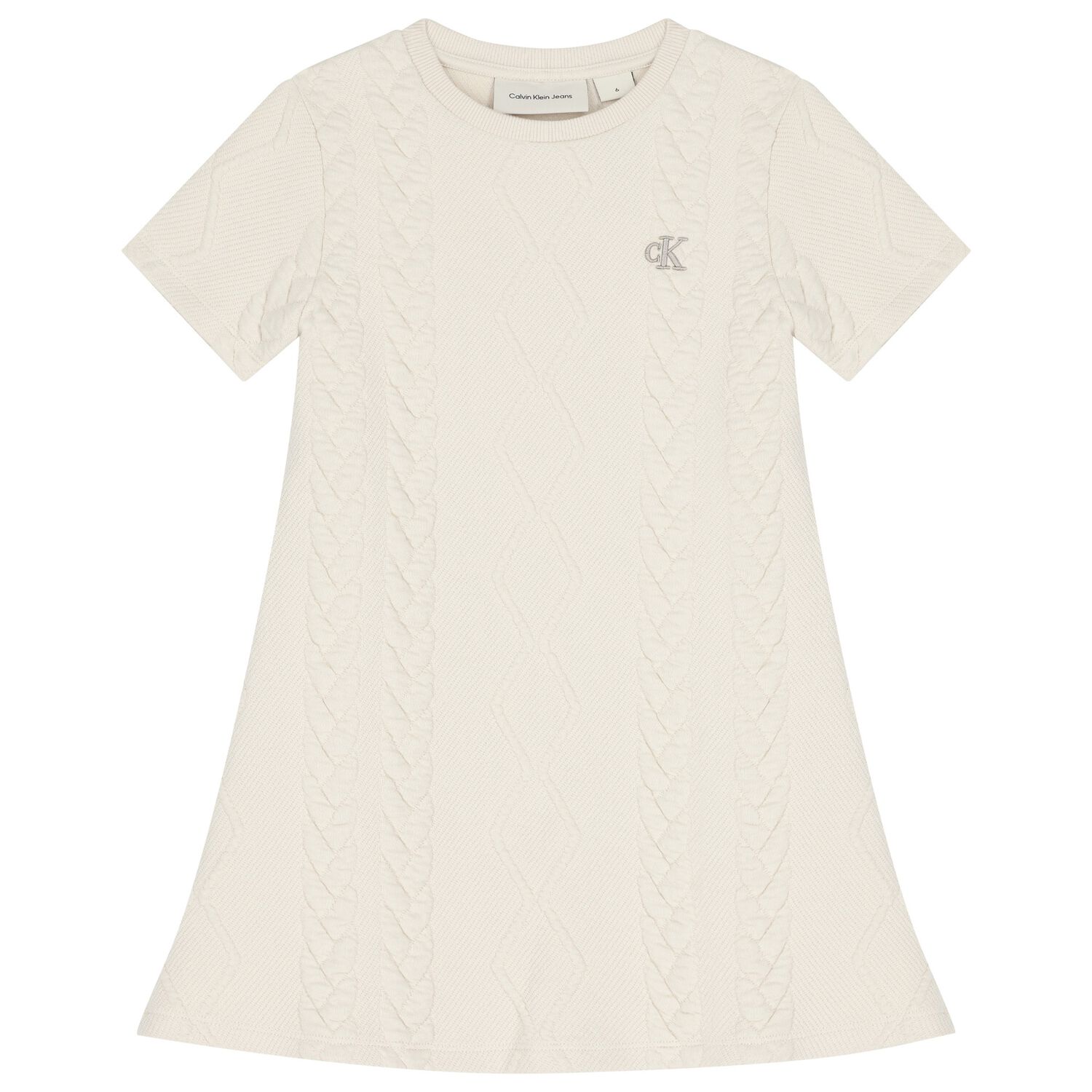 Girls Ivory Logo Dress, 1, hi-res