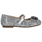 Girls Silver Embellished Ballerina Shoes, 1, hi-res