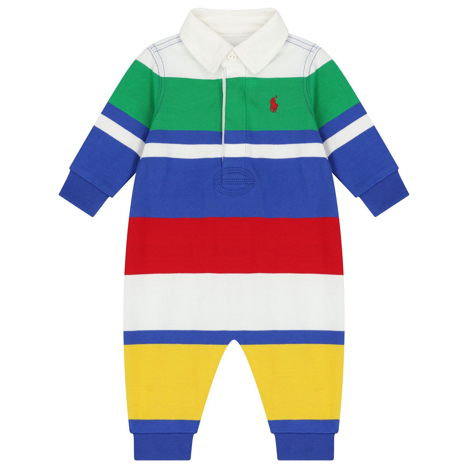 Baby Boys Multi-Coloured Striped Logo Romper, 1, hi-res