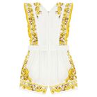 Baby Girls White & Yellow Majolica Romper, 1, hi-res