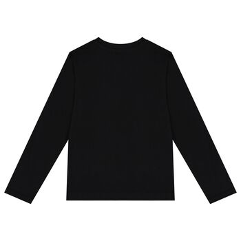 Girls Black Logo Long Sleeve Top