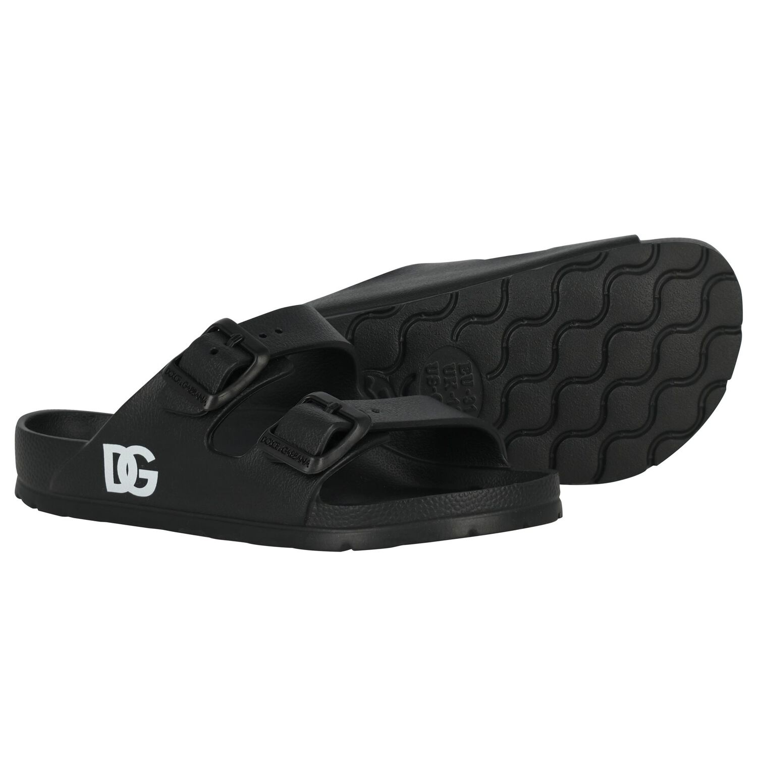 Black Logo Sandals, 1, hi-res