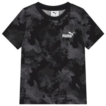 Boys Black Logo Camouflage T-Shirt