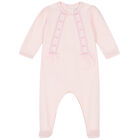 Baby Girls Pink Embroidered Babygrow, 1, hi-res