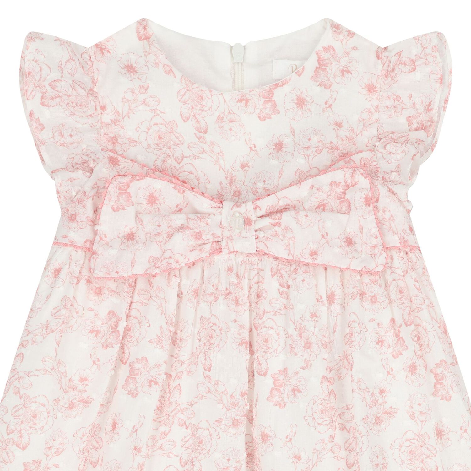 Younger Girls White & Pink Floral Dress, 1, hi-res