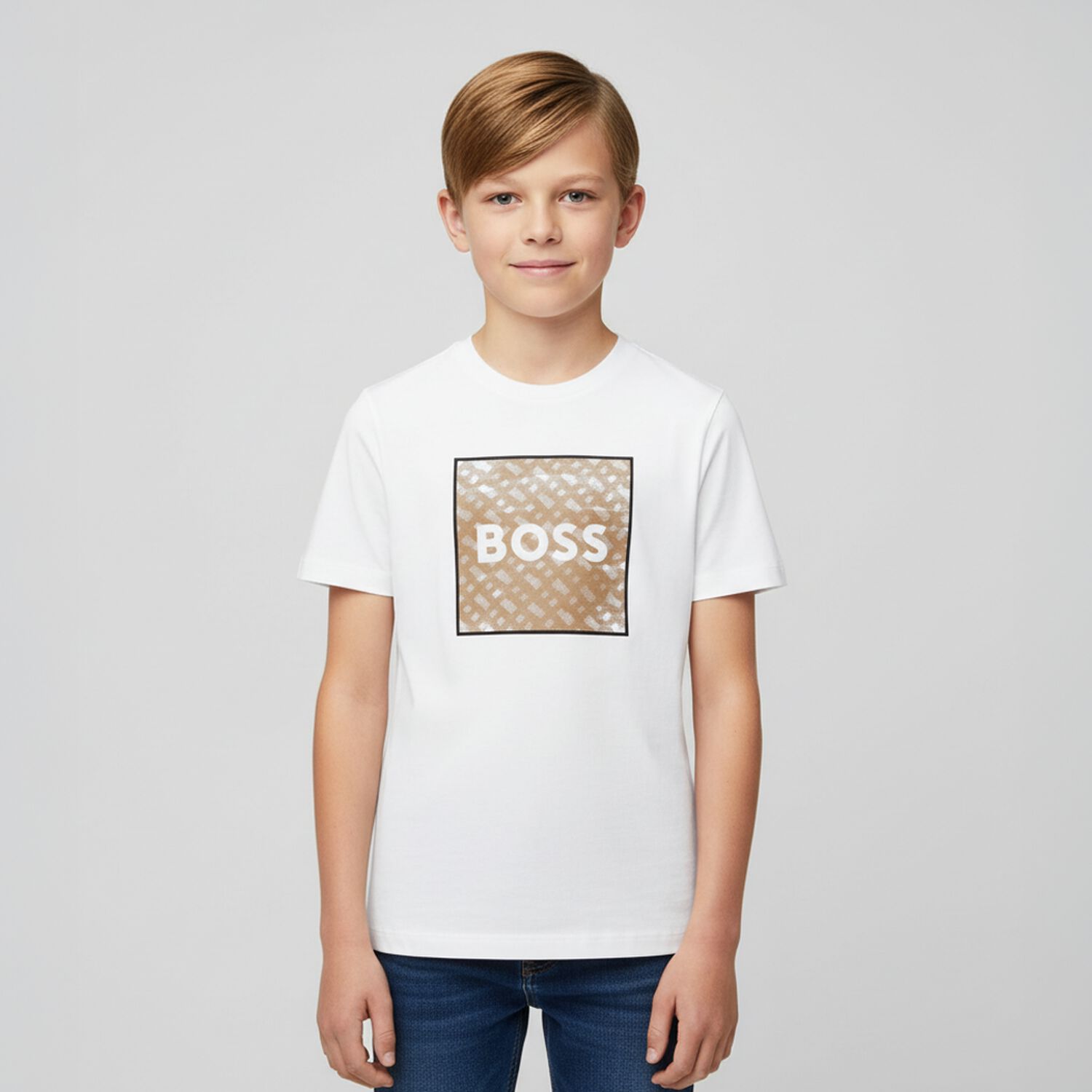 Boys White Logo T-Shirt, 1, hi-res image number null
